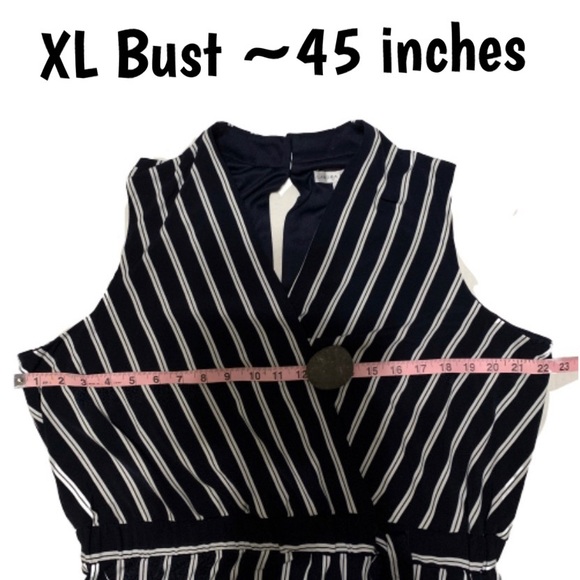 NWT Sandra Darren  Navy White Jumpsuit Size XL - Picture 6 of 8